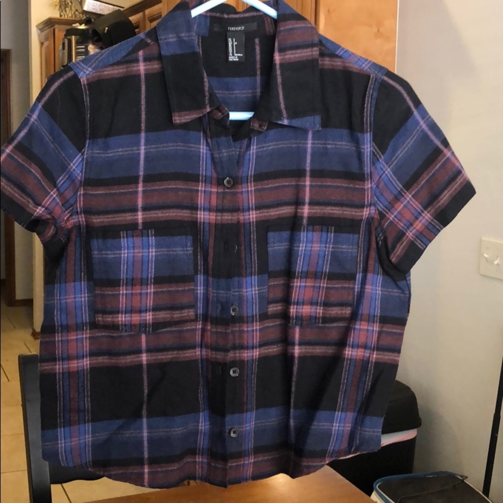 Plaid Short Sleeve Button Up